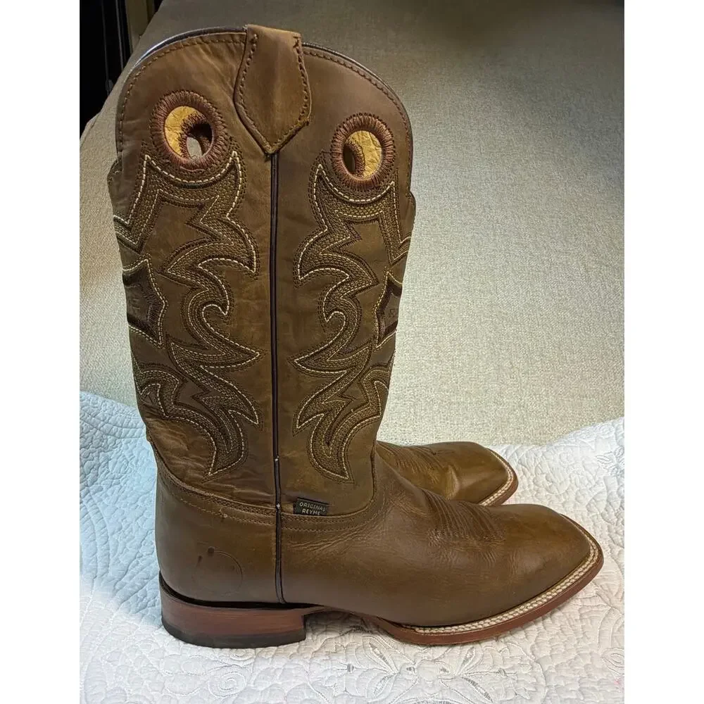 Reyme Men 11 Brown 046 Crazy Thing Square Toe Leather Western Cowboy Boots Shoes